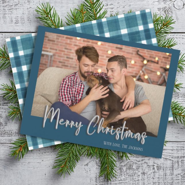 Tarjeta Festiva Letras de burbujas de plata merry navideñas de col (Subido por el creador)