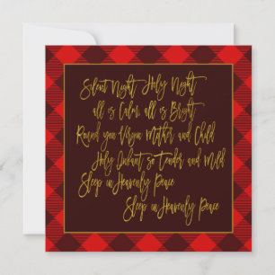 Tarjeta Festiva Letras de Carol Noche silenciosa Red Plaid
