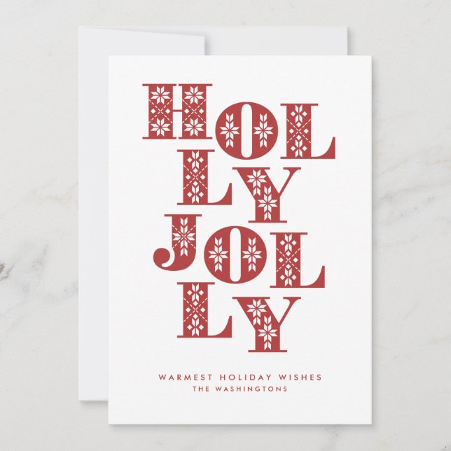 Tarjeta Festiva Letras de Holly Jolly Sweater (Anverso)