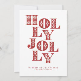 Tarjeta Festiva Letras de suéter Holly Jolly