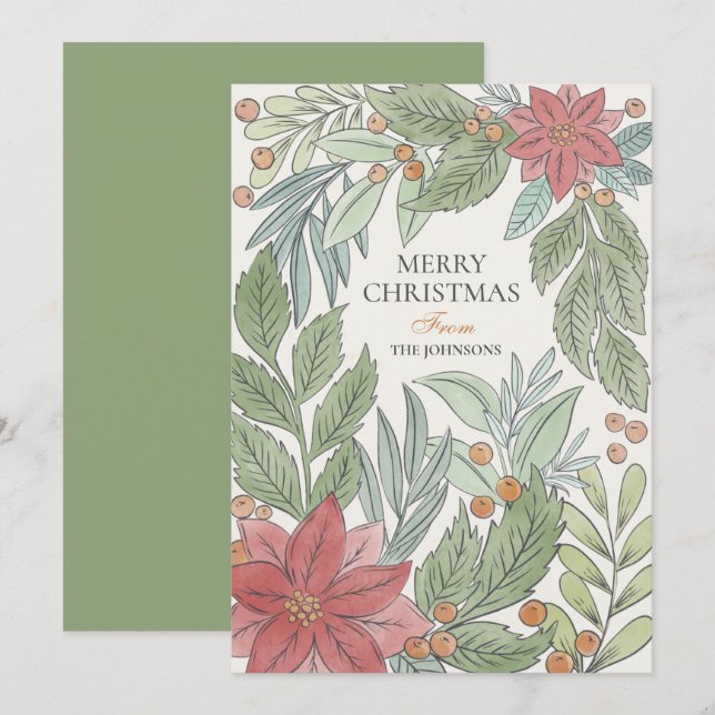 Tarjeta Festiva Letras manuales Fun Fun Festividad de Merry y Brig (Anverso / Reverso)