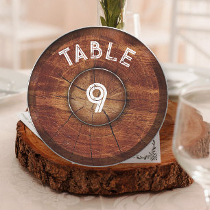 Tarjeta Festiva Letrero de número de mesa de boda de madera redond