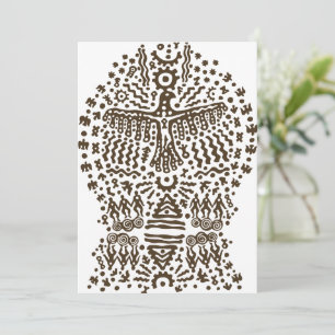 Tarjeta Festiva Leyenda antigua: Pájaros gigantes y tiendas tribal