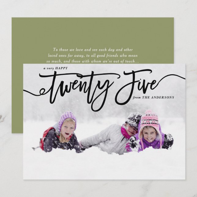 Tarjeta Festiva Leyenda de mano negra - feliz foto de Año Nuevo (Anverso / Reverso)