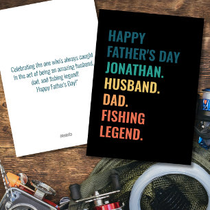 Tarjeta Festiva Leyenda de Pesca Personalizada Día del Padre