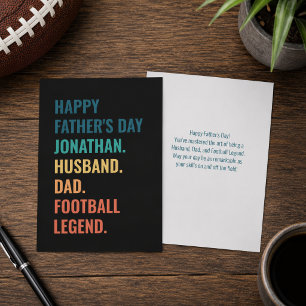 Tarjeta Festiva Leyenda del Fútbol Personalizado Marido Día del Pa