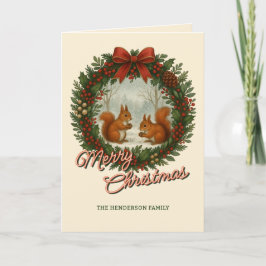 Tarjeta Festiva Leyenda inglesa retro con ardillas raras ricas