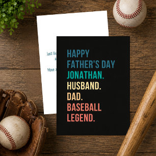 Tarjeta Festiva Leyenda Retro del Béisbol Día del Padre Personaliz