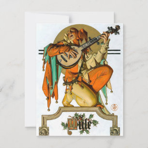 Tarjeta Festiva Leyendecker Yule Jester