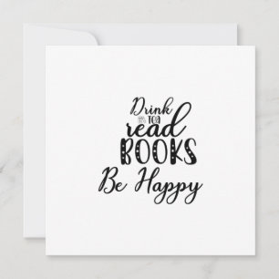 Tarjeta Festiva Leyendo Arte Beber Té Leer Libros Ser Feliz