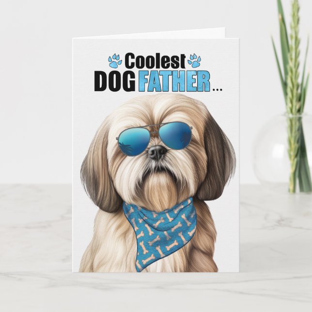 Tarjeta Festiva Lhasa Apso Dog Coolest Dad Day (Anverso)