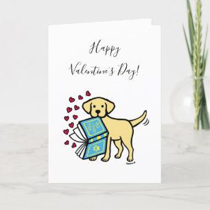 Tarjeta Festiva Libro Amarillo de Labrador de Amor San Valentín