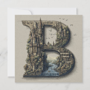 Tarjeta Festiva Libro de cuentos de la letra B de fantasía con cas
