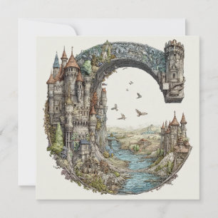 Tarjeta Festiva Libro de cuentos de la letra C de fantasía con cas