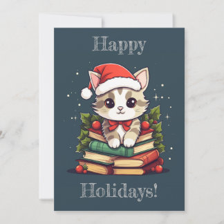 Tarjeta Festiva Libro de vacaciones gato 