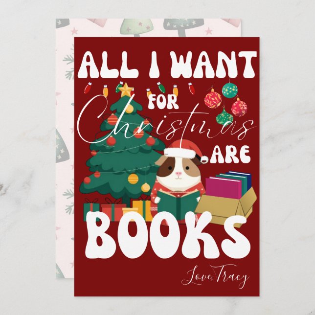 Tarjeta Festiva Libro guineano de lectura de cerdo bajo árbol de N (Anverso / Reverso)