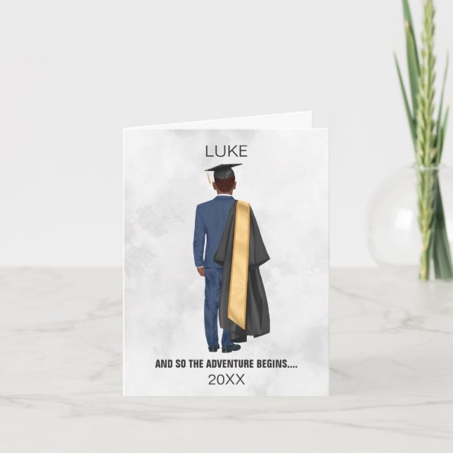 Tarjeta Festiva Licenciado deja a hombre de traje y gorro (Anverso)