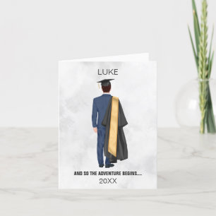 Tarjeta Festiva Licenciado deja a hombre de traje y gorro