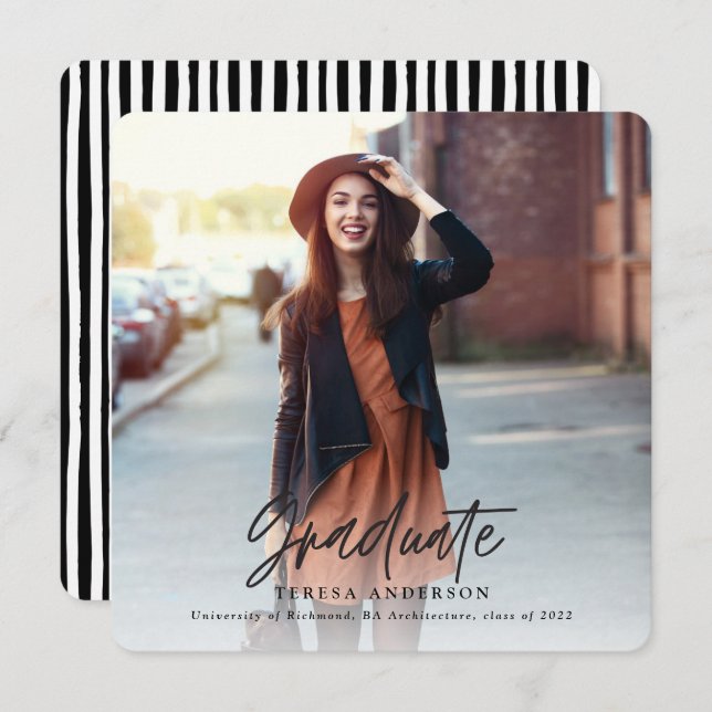 Tarjeta Festiva Licenciado en fotografía moderno por Merry & Brigh (Anverso / Reverso)