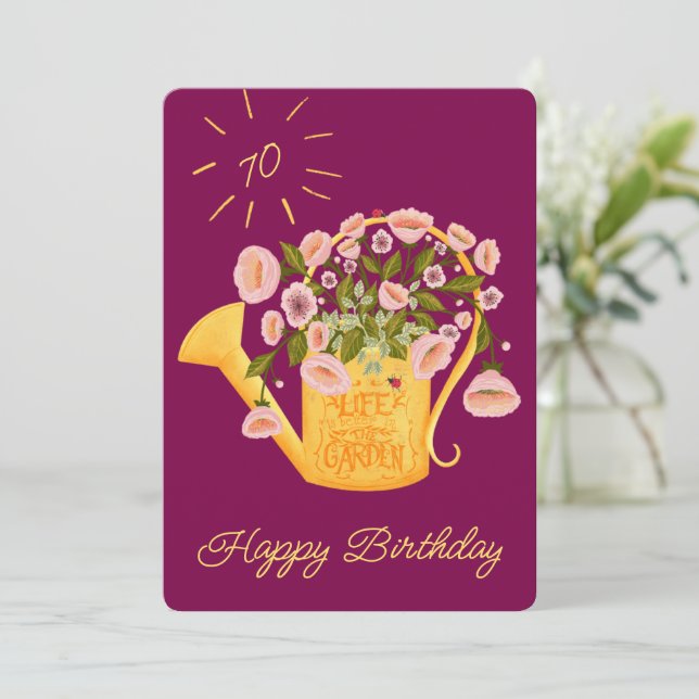 Tarjeta Festiva Life is better in the garden personalise card   (Anverso de pie)