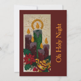 Tarjeta Festiva Light Candle Sequin Sewing Holly Holiday Card