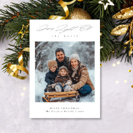 Tarjeta Festiva Light of the World Snowy Religious Family Photo