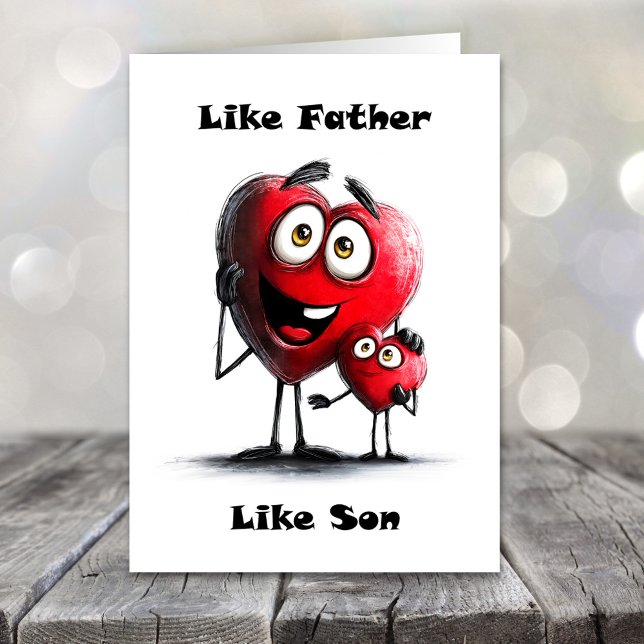 Tarjeta Festiva Like Father Like Son Red Hearts Father’s Day Card (Subido por el creador)