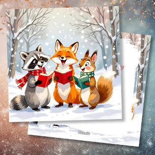 Tarjeta Festiva Lil Forest Critters   Navidades personalizados