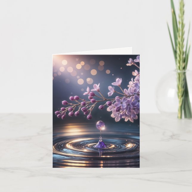 Tarjeta Festiva Lilac Dewdrop (Anverso)
