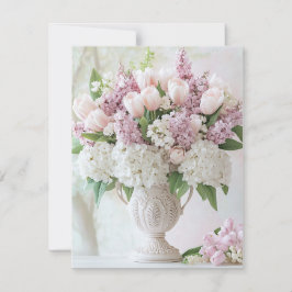 Tarjeta Festiva Lilac rosa romántico e hidrangea blanca Valentine