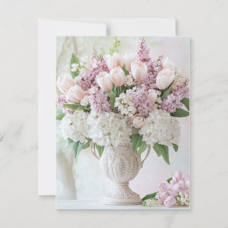 Tarjeta Festiva Lilac rosa romántico e hidrangea blanca Valentine