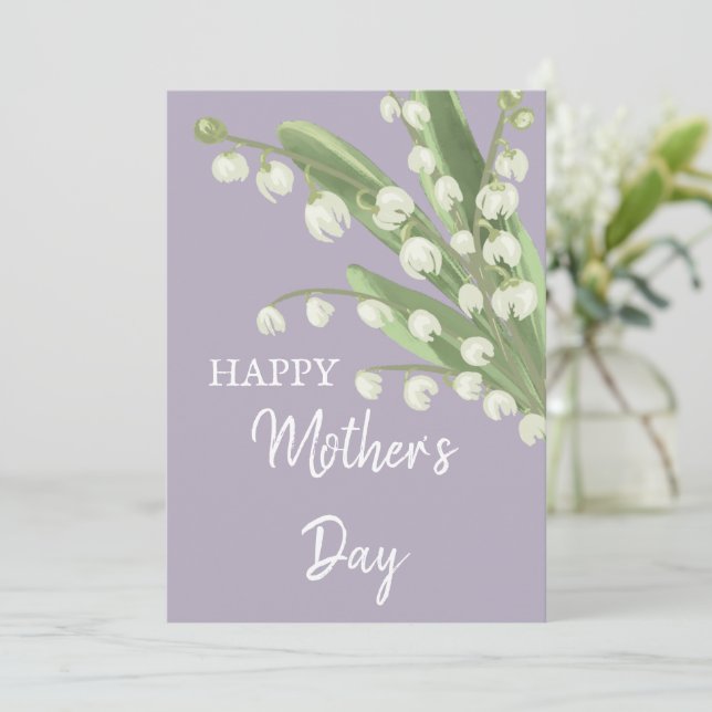 Tarjeta Festiva Lily of the Valley Floral Happy Mothers Day (Anverso de pie)