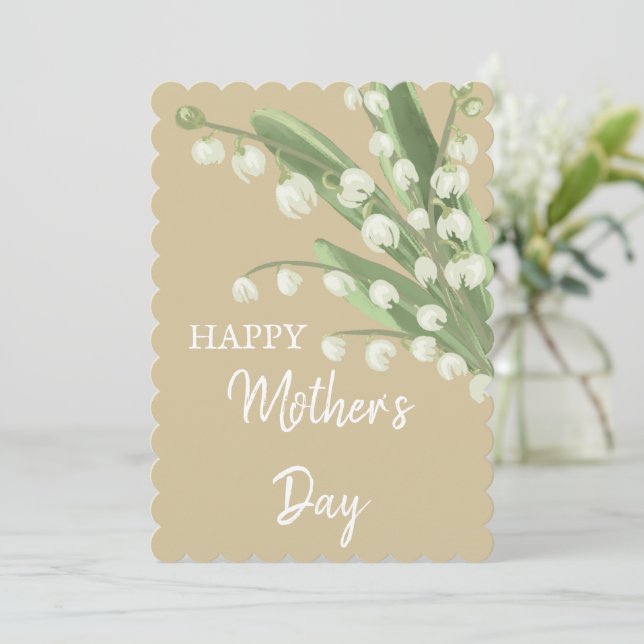 Tarjeta Festiva Lily of the Valley Floral Happy Mothers Day (Anverso de pie)