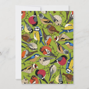 Tarjeta Festiva lima de aves de jardín de invierno