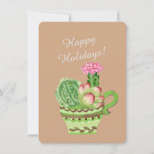 Tarjeta Festiva Lime Succulents Bouquet