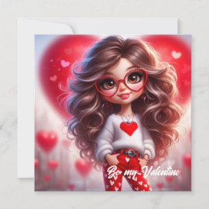 Tarjeta Festiva Linda chica descarada del Día de San Valentín con
