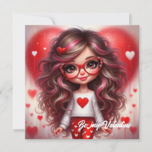 Tarjeta Festiva Linda chica descarada del Día de San Valentín con