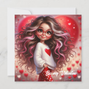 Tarjeta Festiva Linda chica descarada del Día de San Valentín con 