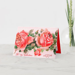 Tarjeta Festiva linda flor vintage de San Valentín agregar sentimi