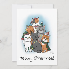 Tarjeta Festiva Linda foto de grupo de gatos de dibujos animados