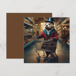 Tarjeta Festiva Linda nutria digital divertida en el supermercado