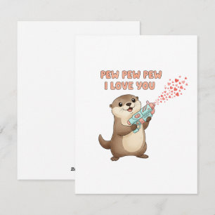Tarjeta Festiva Linda Nutria Divertido Día de San Valentín Pew Pew