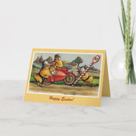 Tarjeta Festiva lindas chicas de motocicleta vintage de Pascua