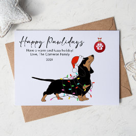 Tarjeta Festiva Lindas Luces de Dachshund Amante de las Mascotas N