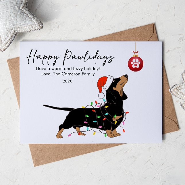 Tarjeta Festiva Lindas Luces de Dachshund para Amante de Mascotas  (Subido por el creador)