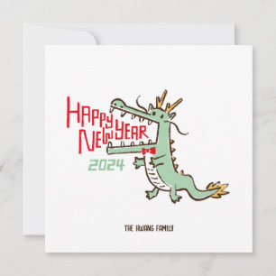 Tarjeta Festiva Lindo Año Nuevo Lunar Año del Dragón 2024