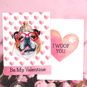 Tarjeta Festiva Lindo Bulldog Inglés Te Quiero Perro Día de San Va