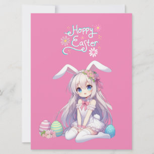 Tarjeta Festiva lindo conejito anime primavera/Pascua
