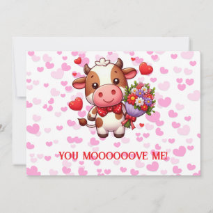 Tarjeta Festiva Lindo cow del día de San Valentín