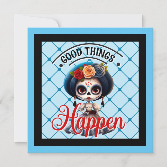 Tarjeta Festiva Lindo cráneo de azúcar (Anverso)